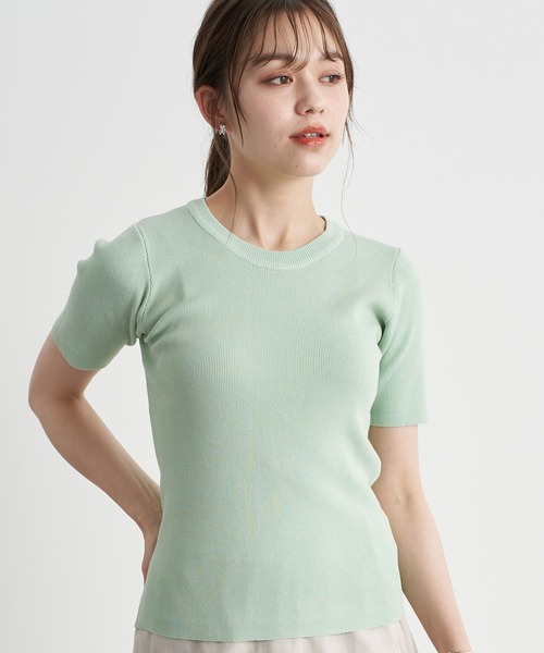 earth music&ecology（アースミュージックアンドエコロジー）の「スタイリッシュニットTシャツ ＊（ニット/セーター・レディース・アイボリー/モカ/ロイヤルブルー/ミント・FREE）」の3枚目の写真