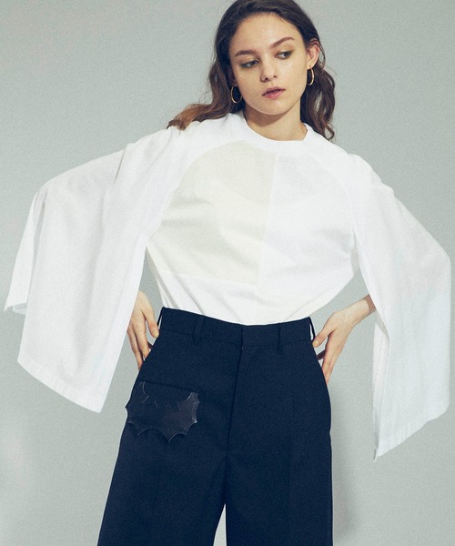 TOGA PULLA(トーガ プルラ)の「【TOGA PULLA(トーガプルラ)】シルケットジャージートップス TP12-JK234(Tシャツ/カットソー・レディース・ホワイト/ブラック・36/38)」の21枚目の写真