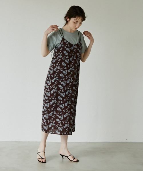 idem（イデム）の「flower camisole onepiece/フラワーキャミソールワンピース（ワンピース・レディース・イエロー/ブラウン・FREE）」の3枚目の写真