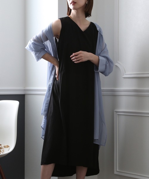 ElegChic(エレグシック)の「Aライン タック ワンピース(ワンピース・レディース・チャコールグレー/ブラック/モカ・4L/M/XL)」の8枚目の写真