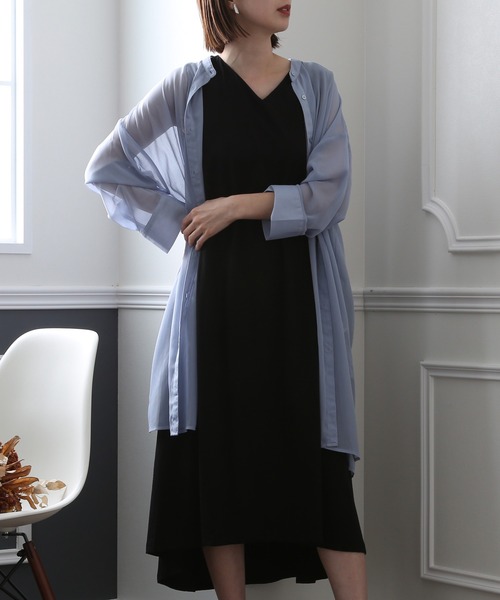 ElegChic(エレグシック)の「Aライン タック ワンピース(ワンピース・レディース・チャコールグレー/ブラック/モカ・4L/M/XL)」の4枚目の写真