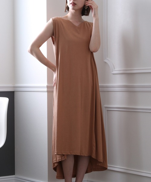 ElegChic(エレグシック)の「Aライン タック ワンピース(ワンピース・レディース・チャコールグレー/ブラック/モカ・4L/M/XL)」の14枚目の写真