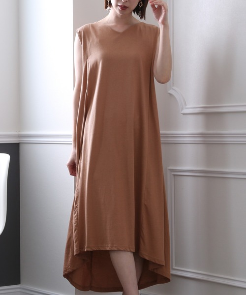 ElegChic(エレグシック)の「Aライン タック ワンピース(ワンピース・レディース・チャコールグレー/ブラック/モカ・4L/M/XL)」の9枚目の写真