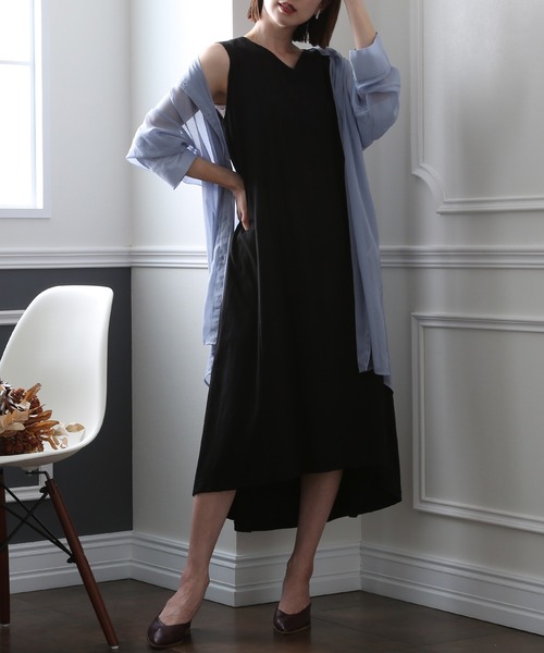 ElegChic(エレグシック)の「Aライン タック ワンピース(ワンピース・レディース・チャコールグレー/ブラック/モカ・4L/M/XL)」の19枚目の写真