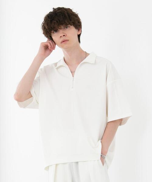 FEELING MADE(フィーリングメイド)の「FEELING MADE ストレッチポンチ ハーフジップ プルオーバー(Tシャツ/カットソー・レディース・オフホワイト/ダークグレー/オリーブ・FREE)」の2枚目の写真