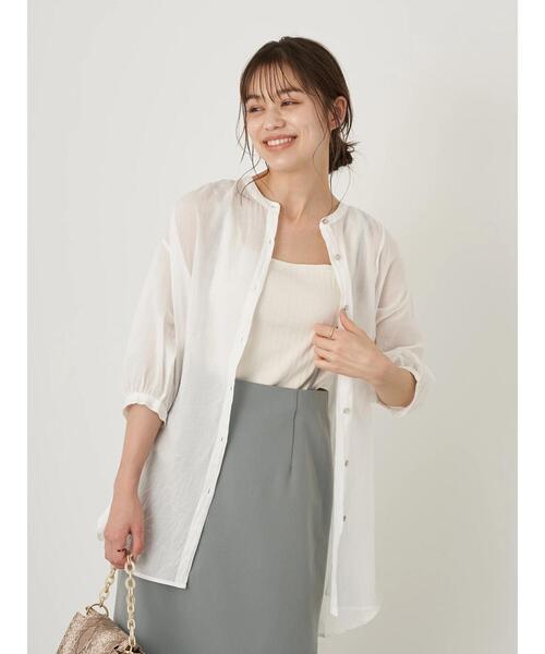 earth music&ecology（アースミュージックアンドエコロジー）の「ギャザーチュニック ＊（Tシャツ/カットソー・レディース・ホワイト系その他2/オレンジ/グレー/オフホワイト・FREE）」の5枚目の写真