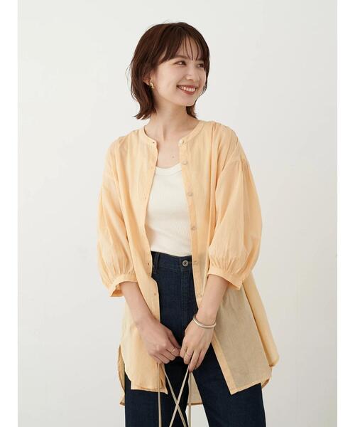 earth music&ecology（アースミュージックアンドエコロジー）の「ギャザーチュニック ＊（Tシャツ/カットソー・レディース・ホワイト系その他2/オレンジ/グレー/オフホワイト・FREE）」の7枚目の写真