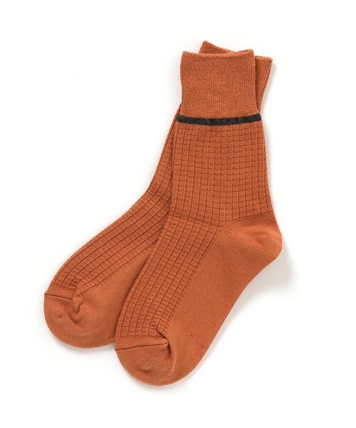 BREEZE(ブリーズ)の「ワッフルソックス(ソックス/靴下・キッズ・ベージュ/オレンジ/グリーン・15 /18/21)」の1枚目の写真