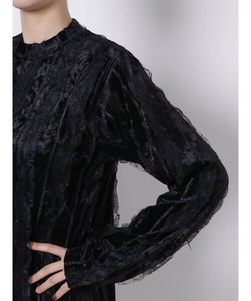 merry jenny（メリージェニー）の「【セットアップ】フリルベロアロングワンピース（ワンピース・レディース・ブラック/ミント/ライトブルー・FREE）」の5枚目の写真