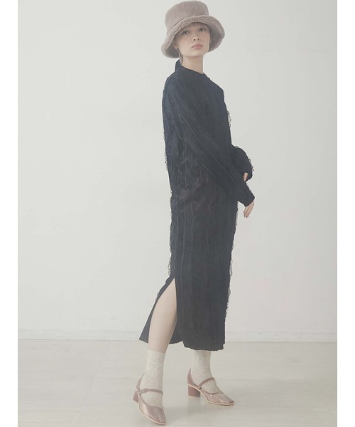 merry jenny（メリージェニー）の「【セットアップ】フリルベロアロングワンピース（ワンピース・レディース・ブラック/ミント/ライトブルー・FREE）」の13枚目の写真