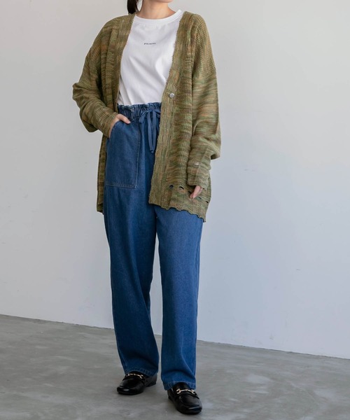 BONLECILL（ボンルシール）の「メランジ Vネックダメージニットカーディガン（カーディガン/ボレロ・レディース・チャコールグレー/レッド/カーキ・FREE）」の17枚目の写真