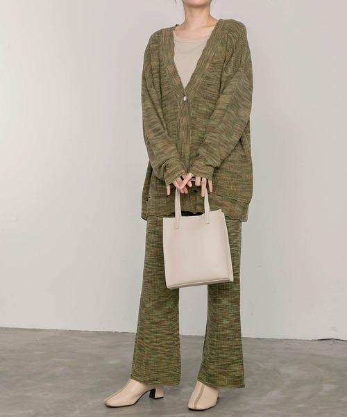 BONLECILL（ボンルシール）の「メランジ Vネックダメージニットカーディガン（カーディガン/ボレロ・レディース・チャコールグレー/レッド/カーキ・FREE）」の14枚目の写真