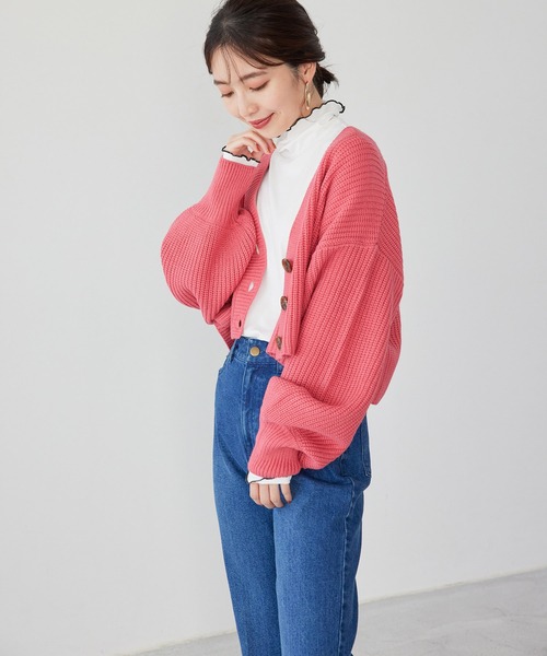 vis-`a-vis（ビサビ）の「【WEB限定】着回し力抜群ショート丈ボリュームスリーブカーディガン（カーディガン/ボレロ・レディース・ブラック/ベージュ/ピンク系その他2・FREE）」の18枚目の写真