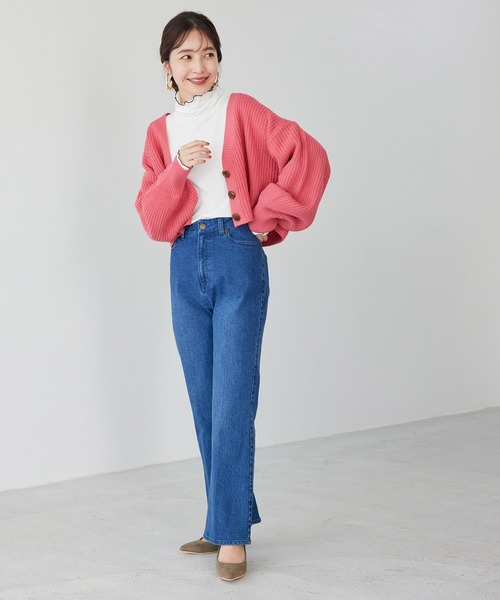 vis-`a-vis（ビサビ）の「【WEB限定】着回し力抜群ショート丈ボリュームスリーブカーディガン（カーディガン/ボレロ・レディース・ブラック/ベージュ/ピンク系その他2・FREE）」の9枚目の写真