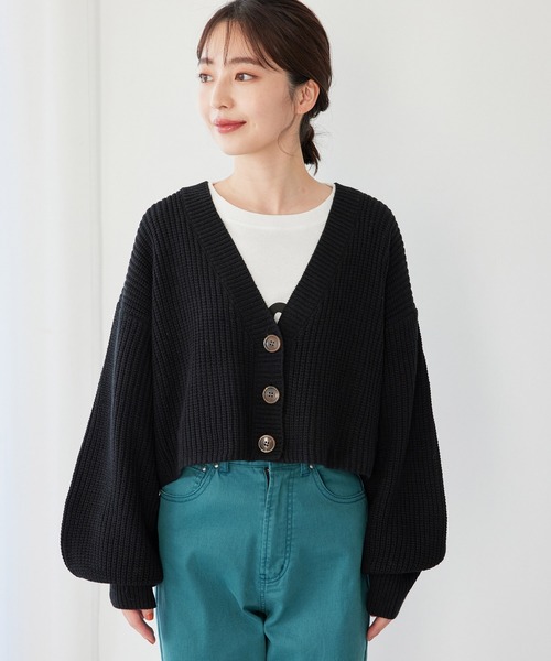 vis-`a-vis（ビサビ）の「【WEB限定】着回し力抜群ショート丈ボリュームスリーブカーディガン（カーディガン/ボレロ・レディース・ブラック/ベージュ/ピンク系その他2・FREE）」の7枚目の写真