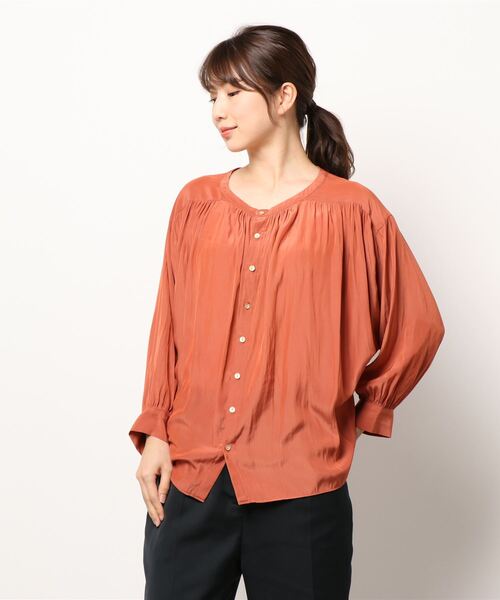 malla（マーラ）の「malla マーラ 割繊2wayギャザーブラウス（シャツ/ブラウス・レディース・アイボリー/ブラック/オレンジ・FREE）」の20枚目の写真