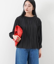 malla マーラ 割繊2wayギャザーブラウス