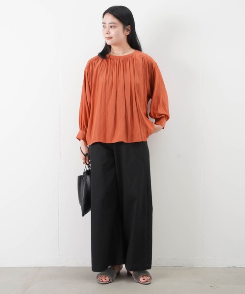 malla（マーラ）の「malla マーラ 割繊2wayギャザーブラウス（シャツ/ブラウス・レディース・アイボリー/ブラック/オレンジ・FREE）」の22枚目の写真