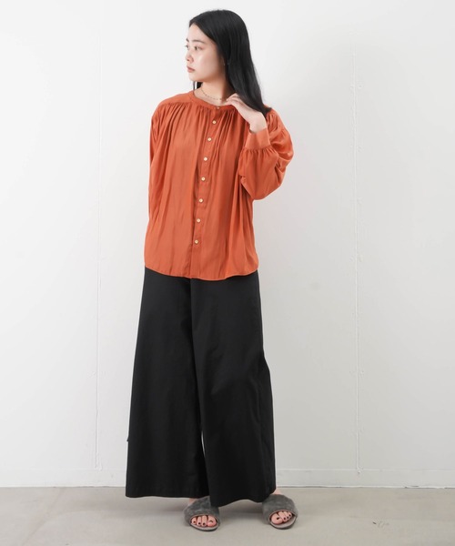 malla（マーラ）の「malla マーラ 割繊2wayギャザーブラウス（シャツ/ブラウス・レディース・アイボリー/ブラック/オレンジ・FREE）」の5枚目の写真