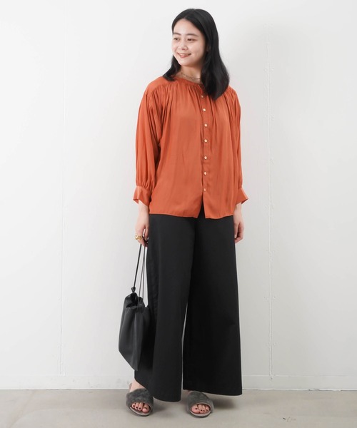 malla（マーラ）の「malla マーラ 割繊2wayギャザーブラウス（シャツ/ブラウス・レディース・アイボリー/ブラック/オレンジ・FREE）」の15枚目の写真