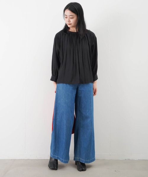 malla（マーラ）の「malla マーラ 割繊2wayギャザーブラウス（シャツ/ブラウス・レディース・アイボリー/ブラック/オレンジ・FREE）」の14枚目の写真