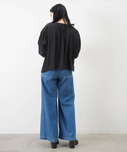 malla（マーラ）の「malla マーラ 割繊2wayギャザーブラウス（シャツ/ブラウス・レディース・アイボリー/ブラック/オレンジ・FREE）」の19枚目の写真