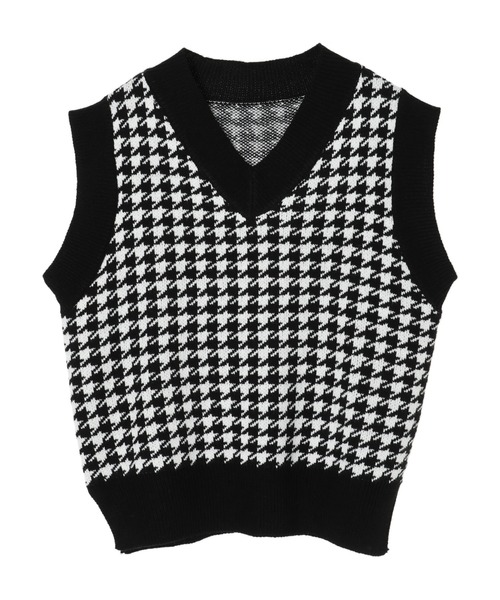 DURAS（デュラス）の「千鳥柄ニットベスト（ベスト・レディース・ホワイト/ブラック・FREE）」の3枚目の写真