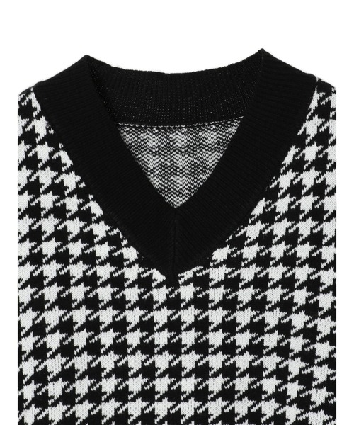 DURAS（デュラス）の「千鳥柄ニットベスト（ベスト・レディース・ホワイト/ブラック・FREE）」の7枚目の写真