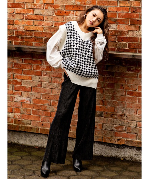 DURAS（デュラス）の「千鳥柄ニットベスト（ベスト・レディース・ホワイト/ブラック・FREE）」の17枚目の写真
