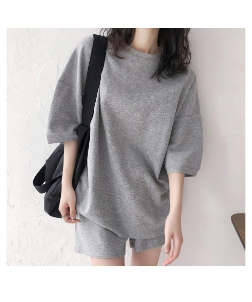 おしゃれスタ（オシャレスタ）の「ショートパンツ+トップス2点セットのルームウェア（その他ルームウェア・レディース・ホワイト/ブラック/グレー・M/L/XL）」の3枚目の写真