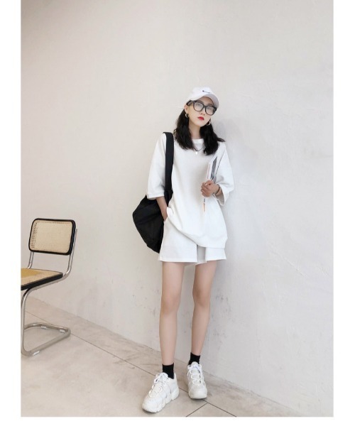 おしゃれスタ（オシャレスタ）の「ショートパンツ+トップス2点セットのルームウェア（その他ルームウェア・レディース・ホワイト/ブラック/グレー・M/L/XL）」の21枚目の写真