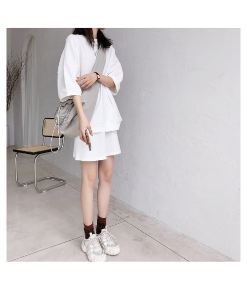 おしゃれスタ（オシャレスタ）の「ショートパンツ+トップス2点セットのルームウェア（その他ルームウェア・レディース・ホワイト/ブラック/グレー・M/L/XL）」の18枚目の写真