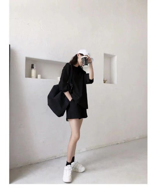 おしゃれスタ（オシャレスタ）の「ショートパンツ+トップス2点セットのルームウェア（その他ルームウェア・レディース・ホワイト/ブラック/グレー・M/L/XL）」の22枚目の写真