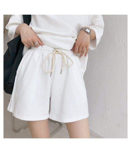 おしゃれスタ（オシャレスタ）の「ショートパンツ+トップス2点セットのルームウェア（その他ルームウェア・レディース・ホワイト/ブラック/グレー・M/L/XL）」の7枚目の写真