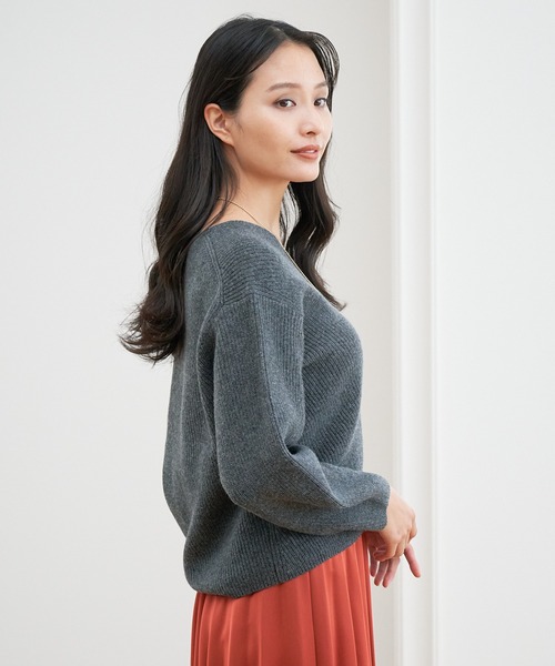 ANAYI（アナイ）の「ウールカシミヤ片畦Vネック プルオーバー（ニット