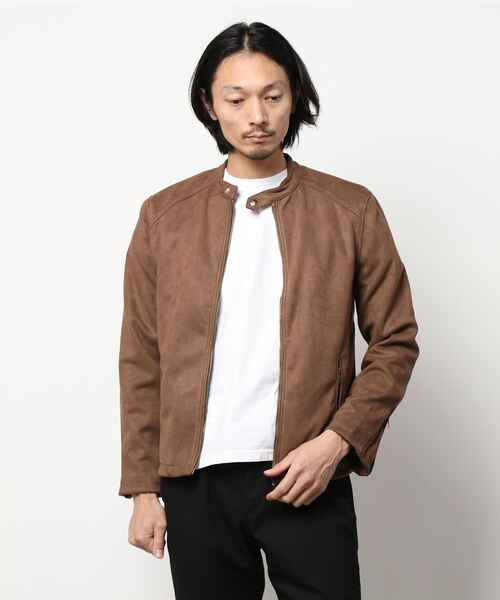 STYLEBLOCK(スタイルブロック)の「ポンチスウェードシングルライダースジャケット(ライダースジャケット・メンズ・キャメル/ブラック・M/L/LL)」の2枚目の写真