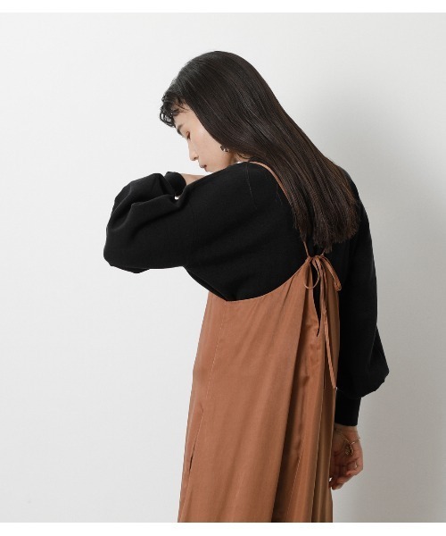 crie conforto（クリーコンフォルト）の「裾フレアバックリボンキャミワンピース（ワンピース・レディース・ライトブルー/ブラウン/ライトカーキ・SMALL/MEDIUM）」の19枚目の写真