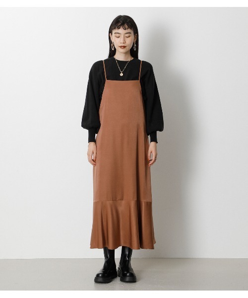 crie conforto（クリーコンフォルト）の「裾フレアバックリボンキャミワンピース（ワンピース・レディース・ライトブルー/ブラウン/ライトカーキ・SMALL/MEDIUM）」の7枚目の写真