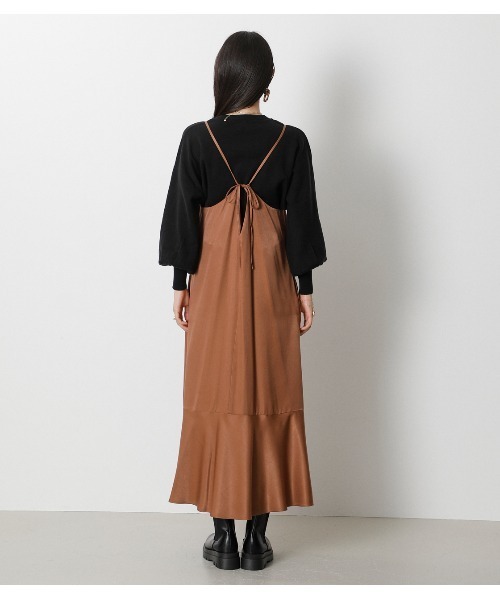 crie conforto（クリーコンフォルト）の「裾フレアバックリボンキャミワンピース（ワンピース・レディース・ライトブルー/ブラウン/ライトカーキ・SMALL/MEDIUM）」の10枚目の写真