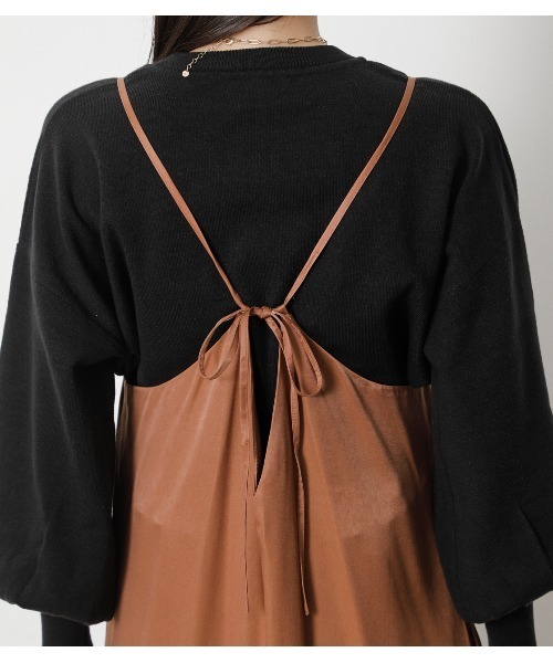 crie conforto（クリーコンフォルト）の「裾フレアバックリボンキャミワンピース（ワンピース・レディース・ライトブルー/ブラウン/ライトカーキ・SMALL/MEDIUM）」の4枚目の写真