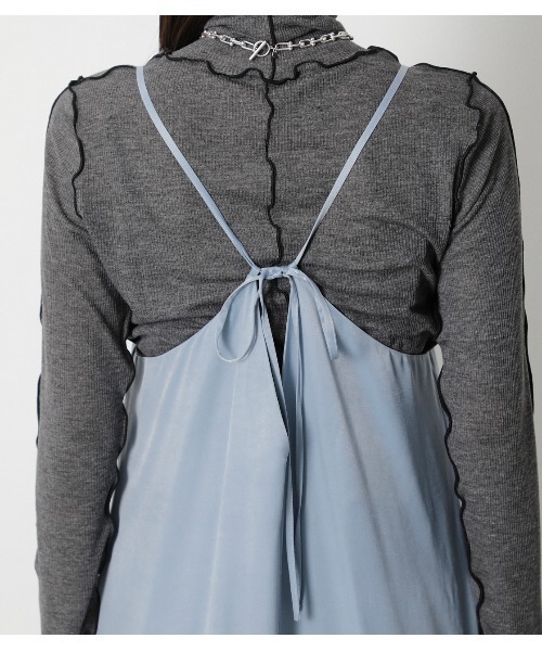 crie conforto（クリーコンフォルト）の「裾フレアバックリボンキャミワンピース（ワンピース・レディース・ライトブルー/ブラウン/ライトカーキ・SMALL/MEDIUM）」の5枚目の写真