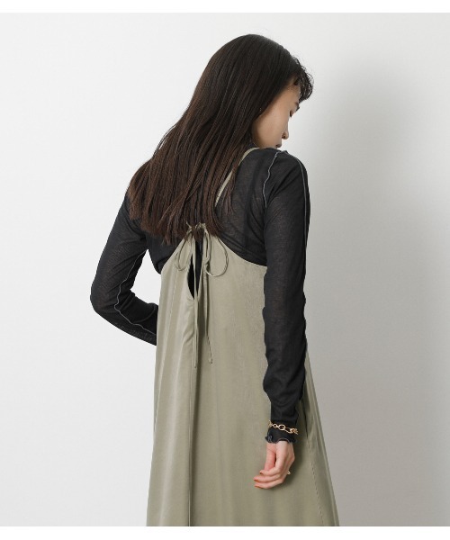 crie conforto（クリーコンフォルト）の「裾フレアバックリボンキャミワンピース（ワンピース・レディース・ライトブルー/ブラウン/ライトカーキ・SMALL/MEDIUM）」の21枚目の写真