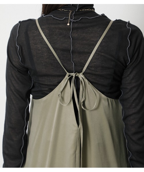 crie conforto（クリーコンフォルト）の「裾フレアバックリボンキャミワンピース（ワンピース・レディース・ライトブルー/ブラウン/ライトカーキ・SMALL/MEDIUM）」の6枚目の写真