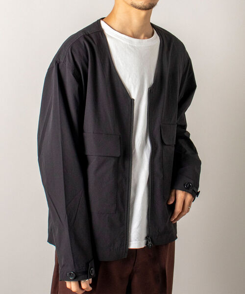 GLOSTER（グロスター）の「【RIP-STOP/リップストップ生地使用】【GLOSTER/グロスター】CAMP JACKET キャンプジャケット（ブルゾン・メンズ・ネイビー/ブラック・MEDIUM/LARGE）」の2枚目の写真