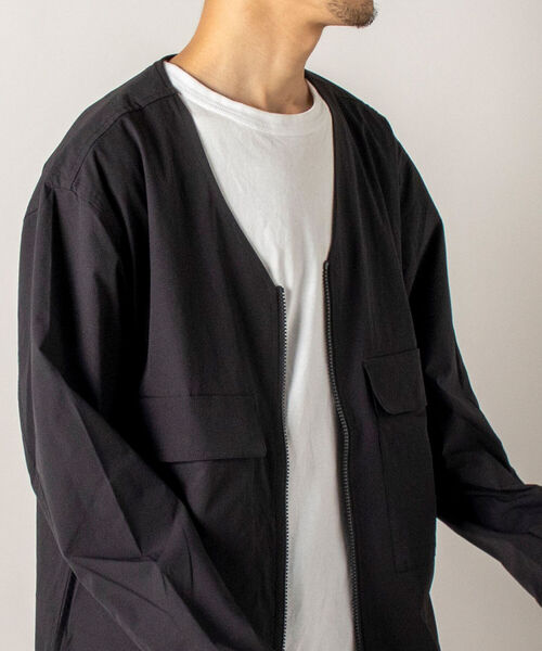 GLOSTER（グロスター）の「【RIP-STOP/リップストップ生地使用】【GLOSTER/グロスター】CAMP JACKET キャンプジャケット（ブルゾン・メンズ・ネイビー/ブラック・MEDIUM/LARGE）」の4枚目の写真