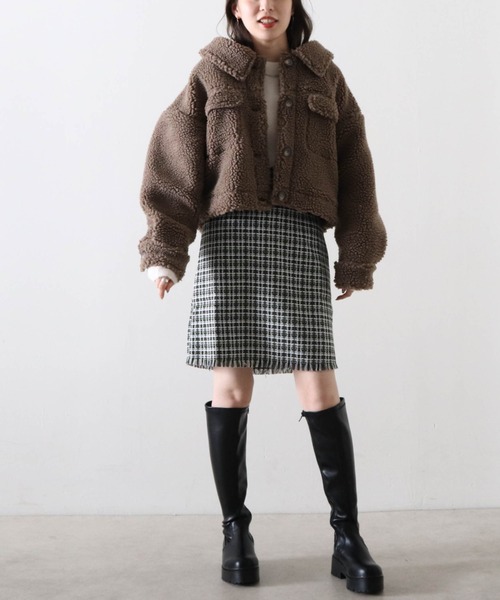 Cheek(チーク)の「オーバーサイズボアブルゾン(ブルゾン・レディース・アイボリー/モカ・MEDIUM)」の21枚目の写真