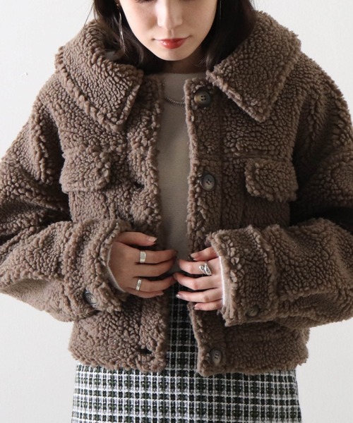 Cheek(チーク)の「オーバーサイズボアブルゾン(ブルゾン・レディース・アイボリー/モカ・MEDIUM)」の18枚目の写真