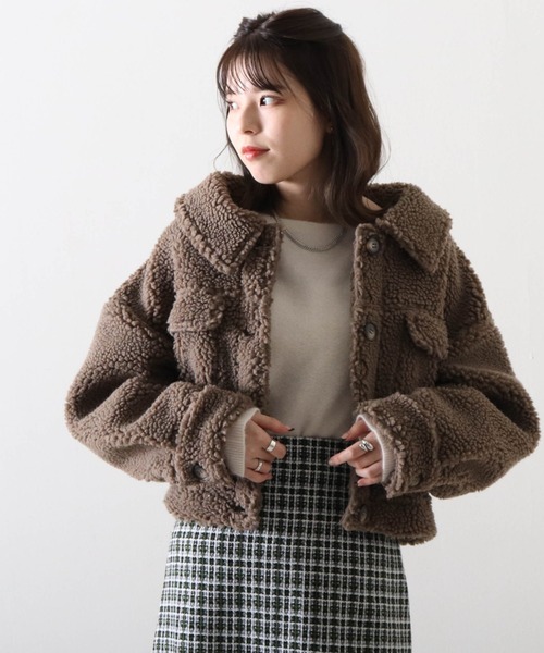 Cheek(チーク)の「オーバーサイズボアブルゾン(ブルゾン・レディース・アイボリー/モカ・MEDIUM)」の20枚目の写真