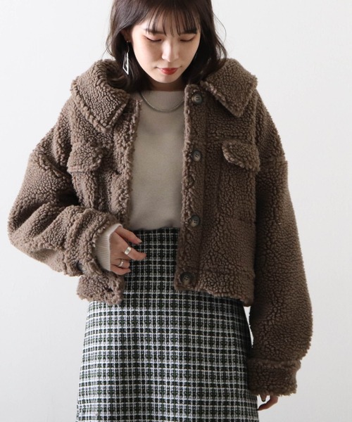 Cheek(チーク)の「オーバーサイズボアブルゾン(ブルゾン・レディース・アイボリー/モカ・MEDIUM)」の19枚目の写真