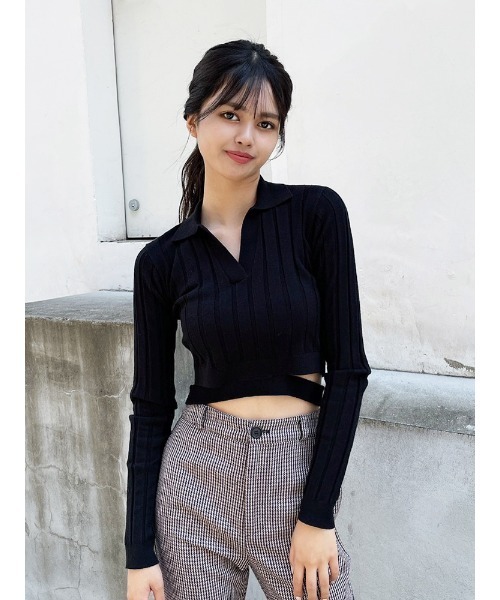 ENVYM（アンビー）の「ポロネックリブＫｎｉｔ（その他トップス・レディース・ホワイト/ブラック/Moca・FREE）」の3枚目の写真